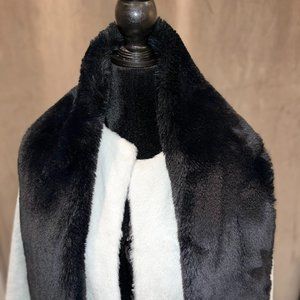 Black Faux Fur Collar Shawl Wrap Formal Evening Cape